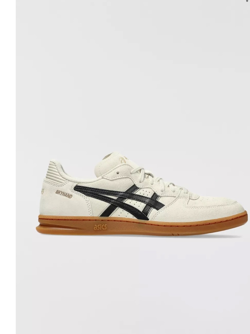 ASICS Skyhand Suede Sneaker in Off-White and Black with Gum Sole